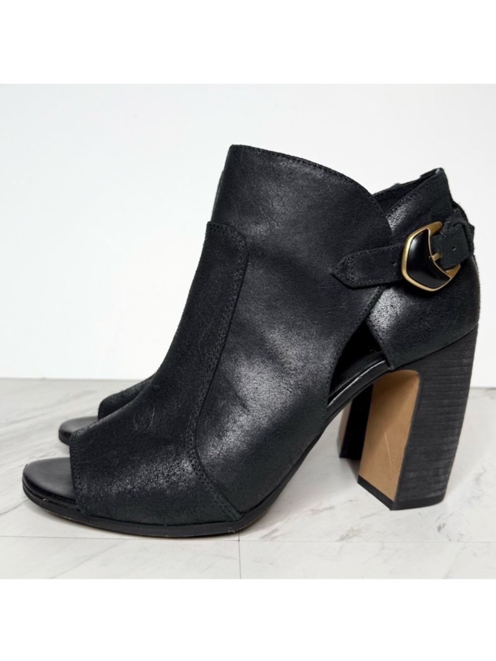 Vince Camuto Bernida Open Toe Heeled Black Bootie 11M